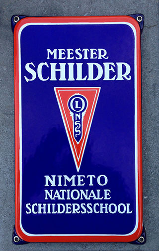 Langcat Emaille Bord Meester Schilder